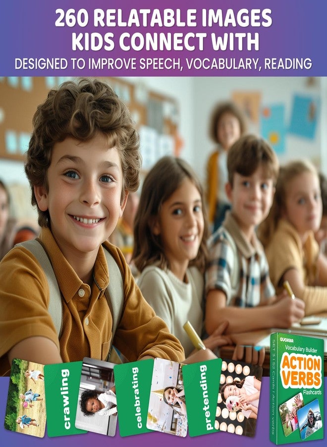 QUOKKA 260 Action Verbs Flash Cards for Speech Therapy Materials ESL Teaching - Educational Vocabulary Builder with Realistic Images for Kids Adults - Picture Cards for Speech and Cognitive Learning - Image 5
