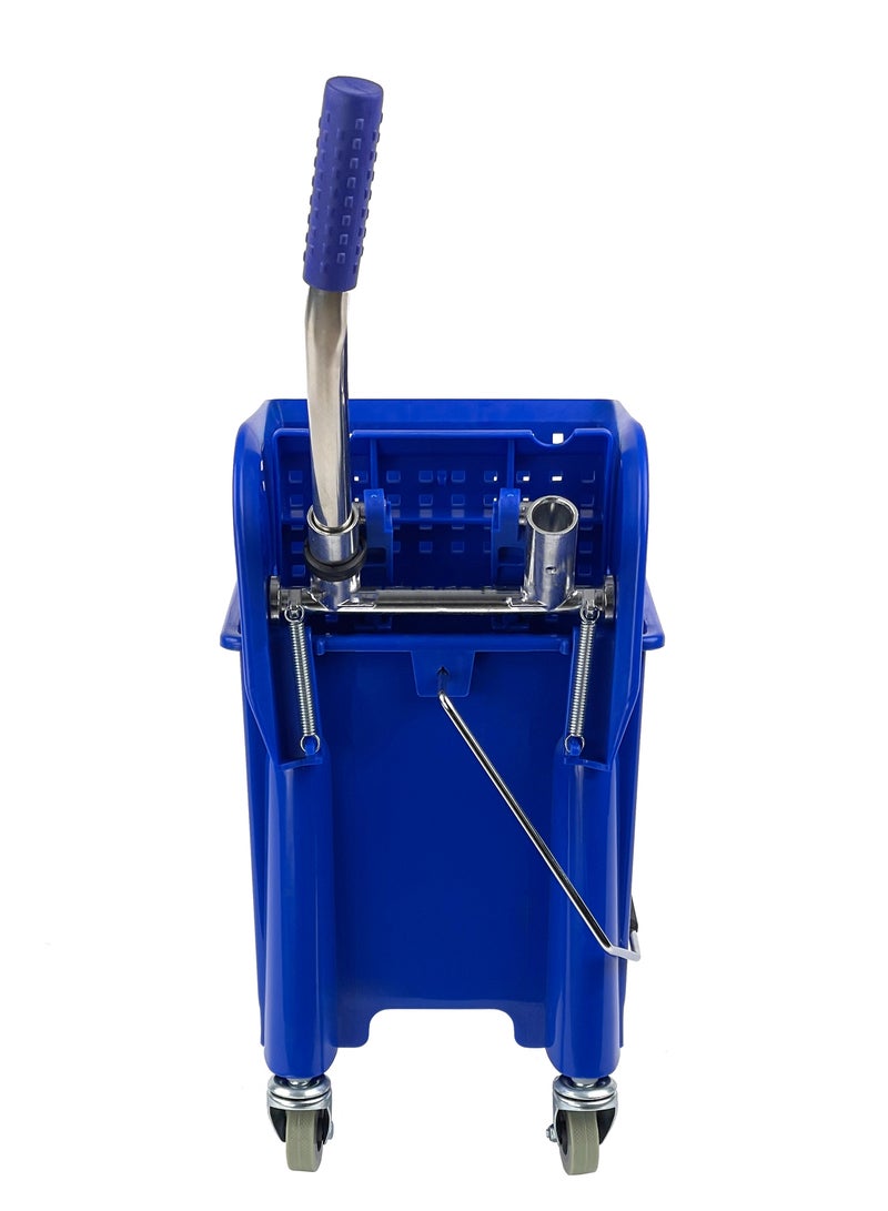 دلو ممسحة موب تنظيف وعصارة | عجلات دوارة 360 درجة | حجرة مزدوجة | مناسبة للمطاعم والمكاتب والقاعات والمساحات العامة والفنادق والمنازل | سعة 20 لتر | أزرق - Image 2