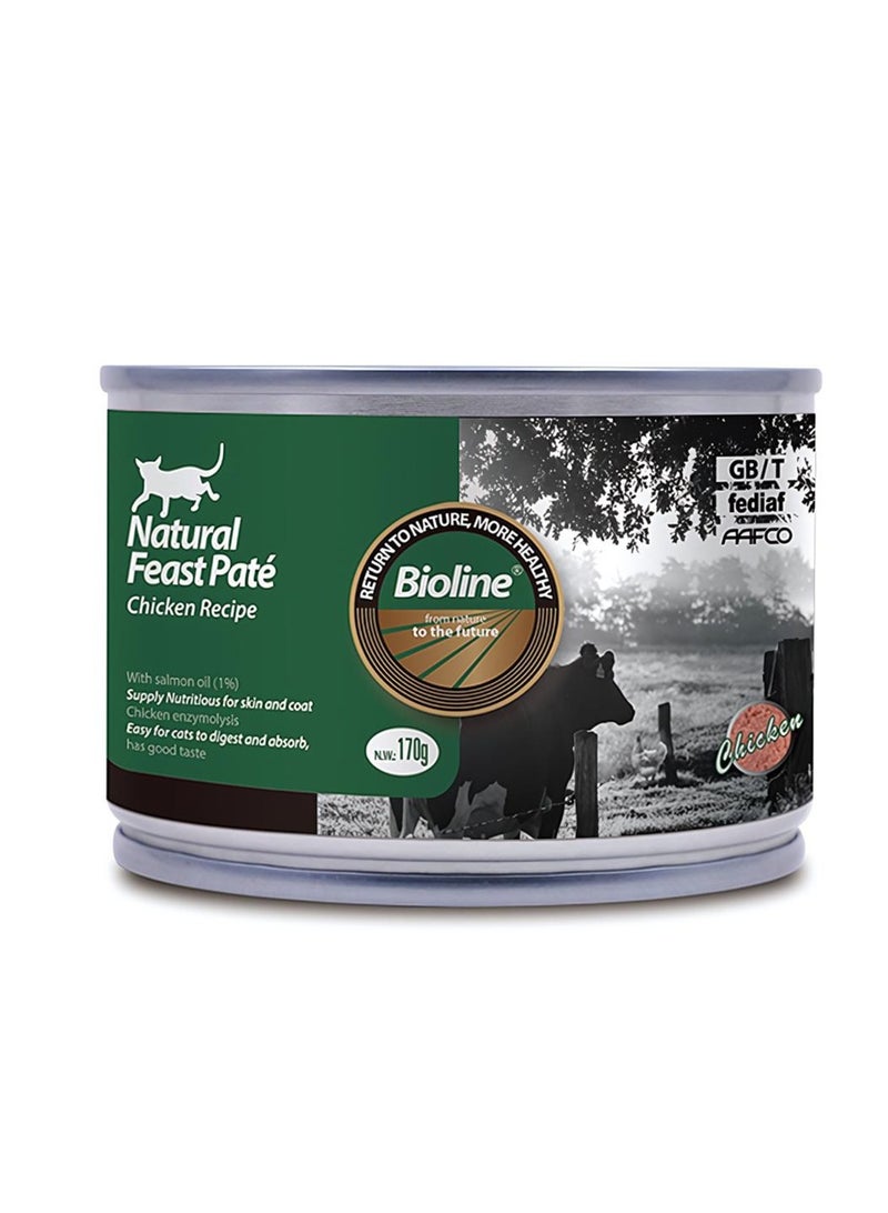 بايولاين باتيه بيولاين ناتشورال فيست للقطط بنكهة الدجاج، عبوة 170 غرام