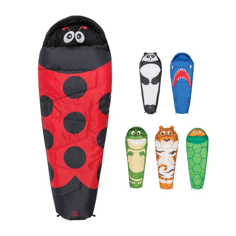 HIGHLANDER Kids Sleeping Bag For Camping, Hiking, Travelling, Indoor or Sleepover Lightweight 920g Themed Carry Backpack for Easy Transportation Mummy Style Toddler - Junior Warm Snuggle Sleep Bags - Image 1