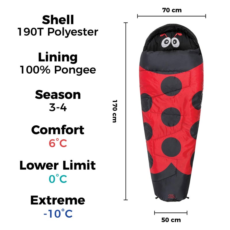 HIGHLANDER Kids Sleeping Bag For Camping, Hiking, Travelling, Indoor or Sleepover Lightweight 920g Themed Carry Backpack for Easy Transportation Mummy Style Toddler - Junior Warm Snuggle Sleep Bags - Image 2