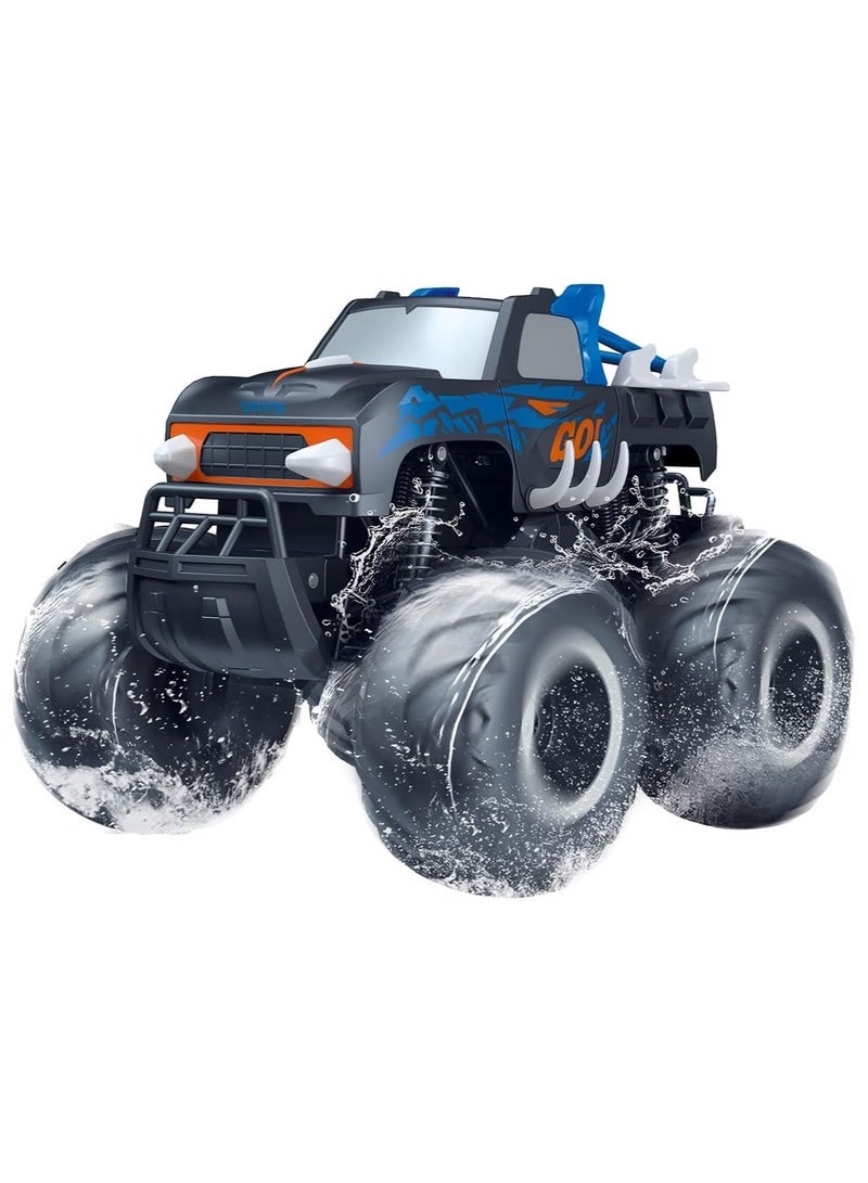مشاريع تعز 1:16 مقاوم للماء RC Monster Truck Pickup Car 4WD جهاز تحكم عن بعد برمائي ألعاب سيارات على الطرق الوعرة ، عالية السرعة ، مقاومة للصدمات ، قابلة لإعادة الشحن ، هدية مركبة لجميع التضاريس للأطفال من سن 6 إلى 12 عاما للأولاد والبنات - أزرق - Image 1