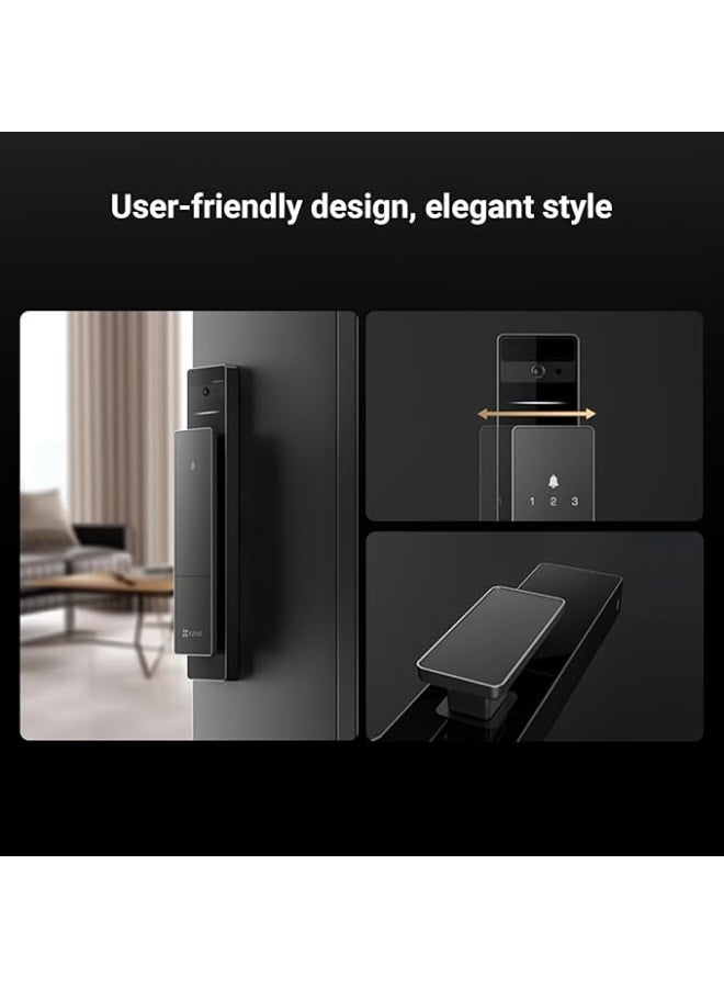 إيزفيز قفل باب ذكي 8 في 1 للدخول بدون مفتاح بنظام التعرف على الوجه ثلاثي الأبعاد ومساحة داخلية 8 جيجا ورؤية ليلية حتى 2 متر، واتصال داخلي نشط، ويمكن التحكم فيه عن طريق التطبيق من ازفيز، موديل DL50FVS (6068) - Image 5