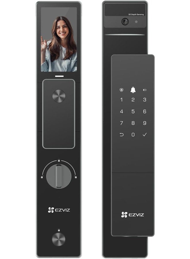 إيزفيز قفل باب ذكي 8 في 1 للدخول بدون مفتاح بنظام التعرف على الوجه ثلاثي الأبعاد ومساحة داخلية 8 جيجا ورؤية ليلية حتى 2 متر، واتصال داخلي نشط، ويمكن التحكم فيه عن طريق التطبيق من ازفيز، موديل DL50FVS (6068) - Image 1