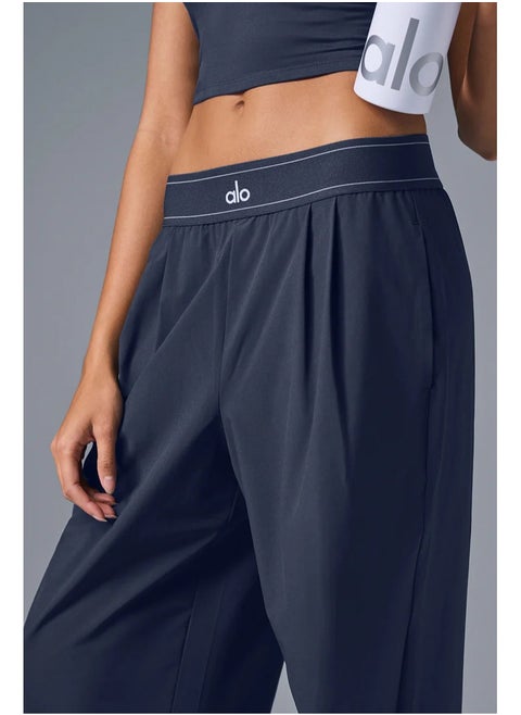 ALO navy blue color high waist wide leg trousers