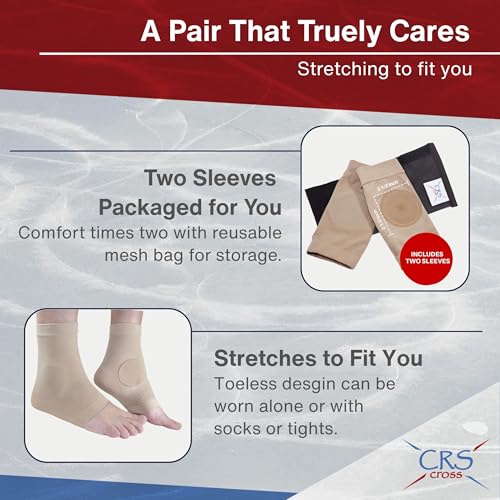 CRS Cross Ankle Malleolar Gel Sleeves. One Pair of Premium Padded Skate Socks to Cushion and Protect Ankle Bone for Figure Skating, Hockey, Inline, Roller, Skiing or Boots. (X-Large) - Image 3