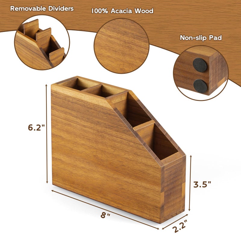BWODYAY Straw Holder, Acacia Wood Straws Organizer, Cupboard Reusable Straws Dispenser for Kitchen Counter - Image 3