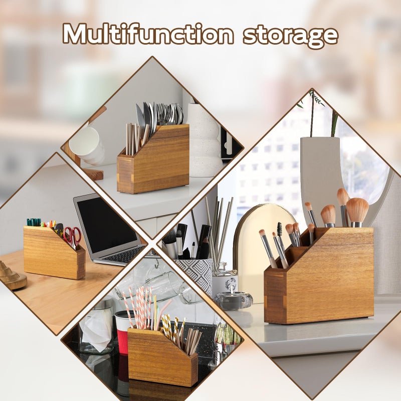 BWODYAY Straw Holder, Acacia Wood Straws Organizer, Cupboard Reusable Straws Dispenser for Kitchen Counter - Image 4