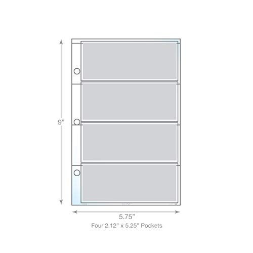 EnvyPak Four Pocket Sheet Protector Refill Pages - Top Loading, Clear, Archival Safe - Each Pocket Can Hold 2x5 Paper Such as Concert Ticket Stubs - Pack of 20 Pages - Image 2