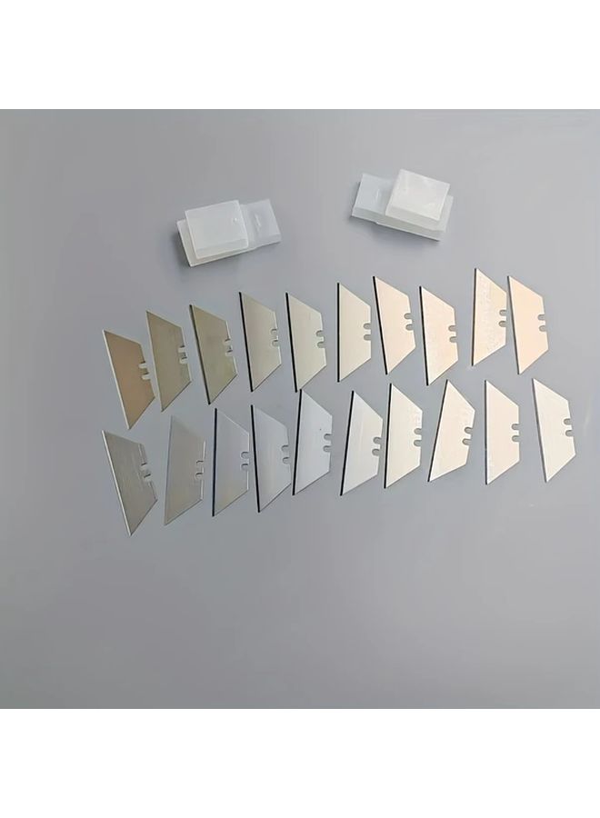 20 Pcs Trapezoid Cutting Blade Stainless Steel Hand Plane Blades Replaceable Utility Knife Box Cutter Refills Multifunctional DIY T-Blade Set For Crafting And Cutting Tools - Image 1