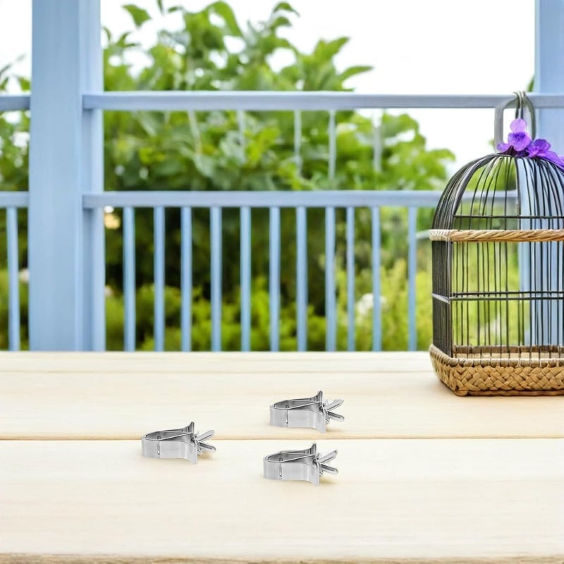 FONDOTIN 3pcs Stainless Steel Clips Pet Feeder Bird Food Holder Parrot Cage Supplies Pet Supply Cuttlebone Clamp Clamps Birds Cage Food Clip Parrot Food Clip Fixed Clamp Birdcage Fruit Fork - Image 5