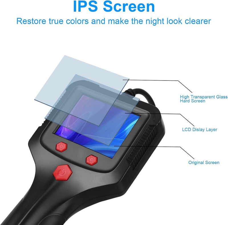 Inspection Camera with Flexible Cable and Integrated Battery - Industrial Borescope, IP67, with 8mm Side Camera and 2.4 Inch IPS LCD Screen for Pipeline Maintenance. - Image 4