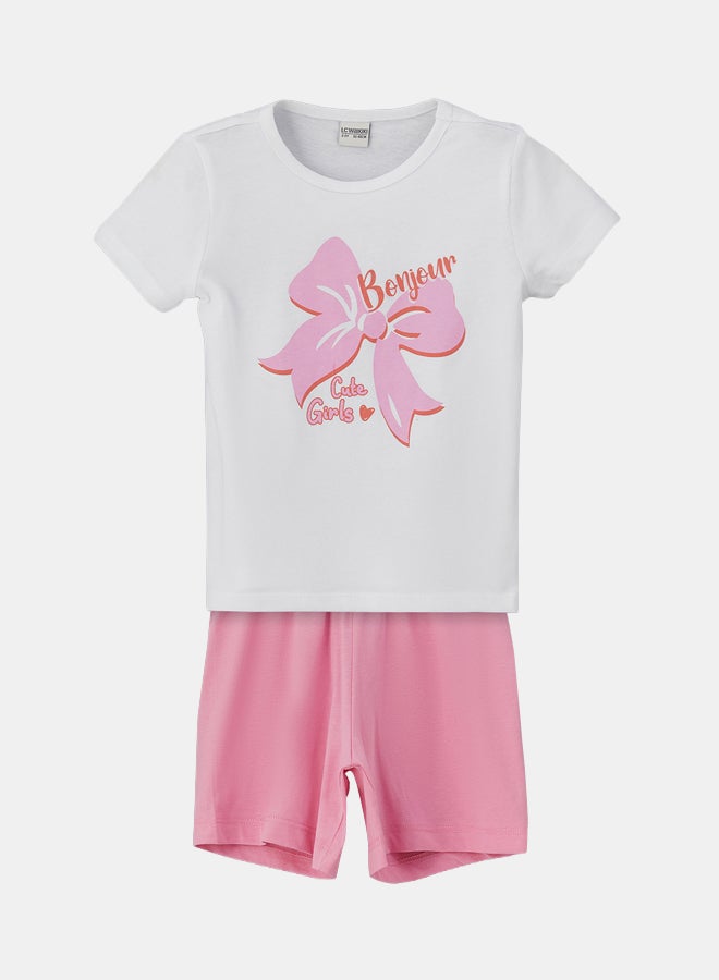LC WAIKIKI Girls' Shortie Pyjama Set with Ribbon Detail - Image 1