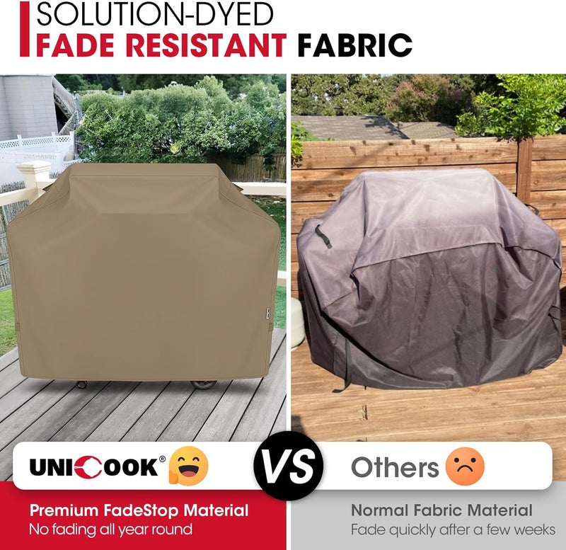 Unicook 50 Inch Grill Cover for Weber Charbroil Nexgrill etc, BBQ Grill Cover for Outdoor Grill, Heavy Duty Waterproof BBQ Cover with Sealed Seam, Fade Resistant Barbecue Cover, Neutral Taupe - Image 5