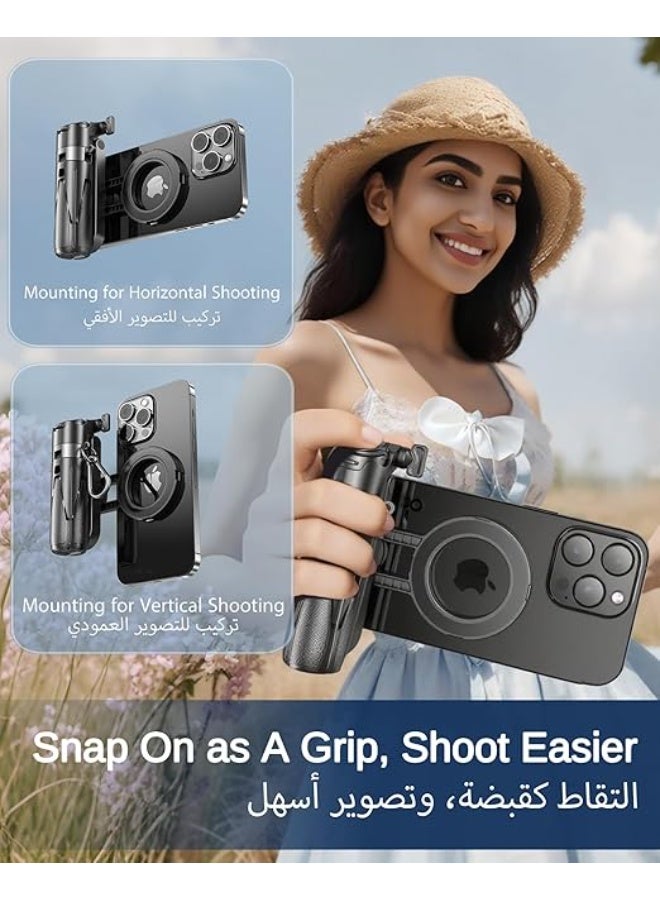 Magnetic Mini Selfie Tripod for iPhone, Lightweight & Pocket-Sized Quadpod with Wireless Remote, Travel Essential Stand for MagSafe & Non-MagSafe Phones - Image 2