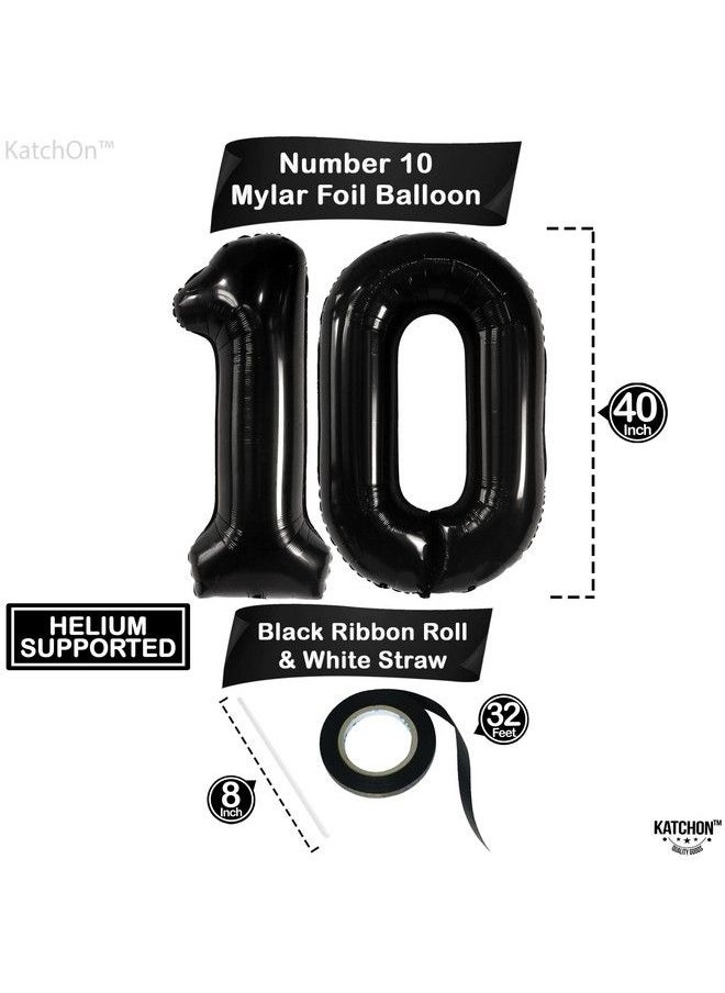 KATCHON Big Black 10 Balloon Number 40 Inch ; Black Number 10 Balloon For 10Th Birthday Decorations For Boys ; 10 Birthday Balloon 10Th Birthday Balloons For Happy 10 Birthday Decorations For Boys  - Image 5