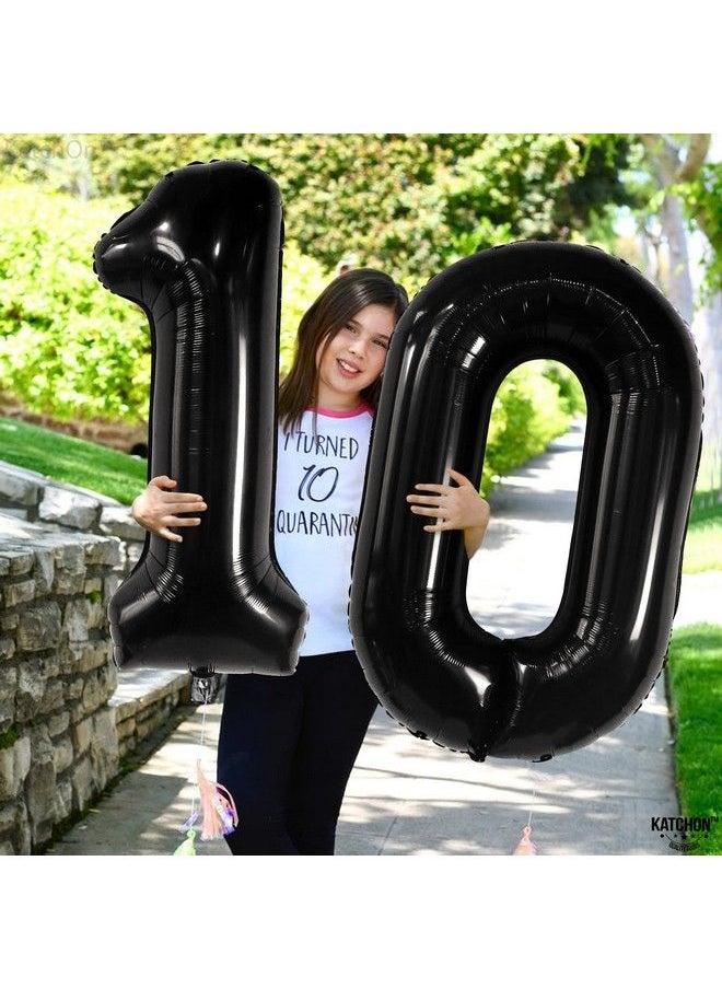 KATCHON Big Black 10 Balloon Number 40 Inch ; Black Number 10 Balloon For 10Th Birthday Decorations For Boys ; 10 Birthday Balloon 10Th Birthday Balloons For Happy 10 Birthday Decorations For Boys  - Image 3