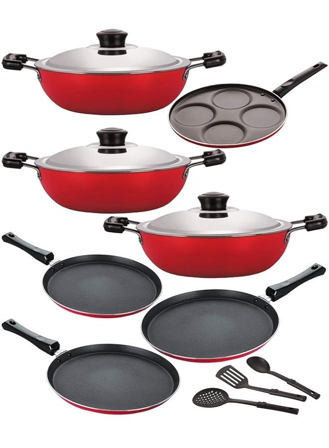 Nirlon Non Stick Coating Aluminium Heat Resistance Cookware Set of 13 Pieces with Bakelite Handle - Image 1