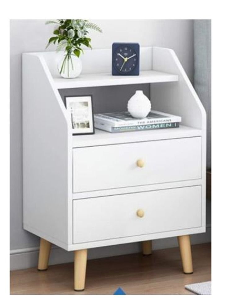 طاولة جانب السرير طاولة جانبية نهاية الليل مع درجانين رصيف خشبي أريفة سرير جانبي مخزن خزانة