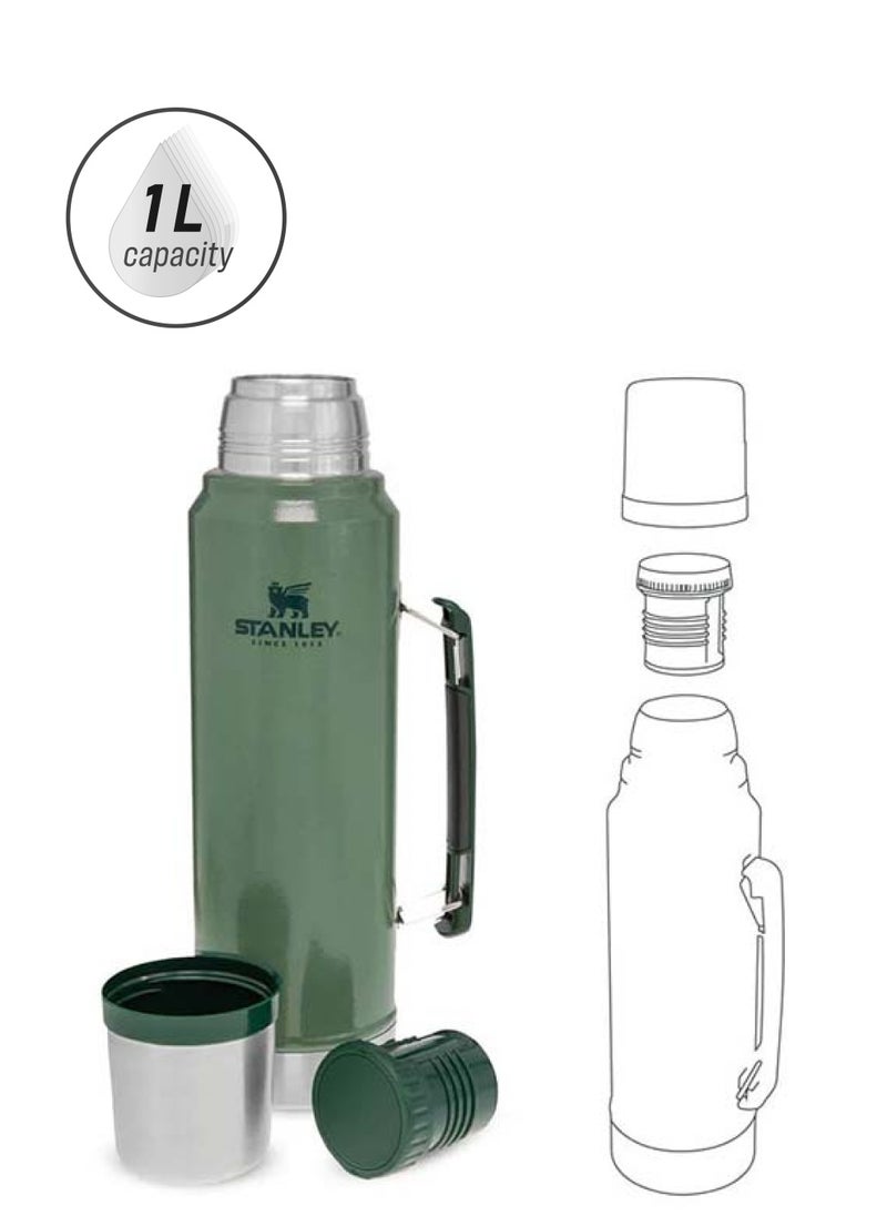 Stanley - Stanley Classic Legendary Bottle 1L / 1.1QT Hammertone Ice â€“ BPA FREE Stainless Steel Thermos | Keeps Cold or Hot for 24 Hours | Leakproof Lid Doubles as Cup | Dishwasher Safe | Lifetime Warranty - Image 1