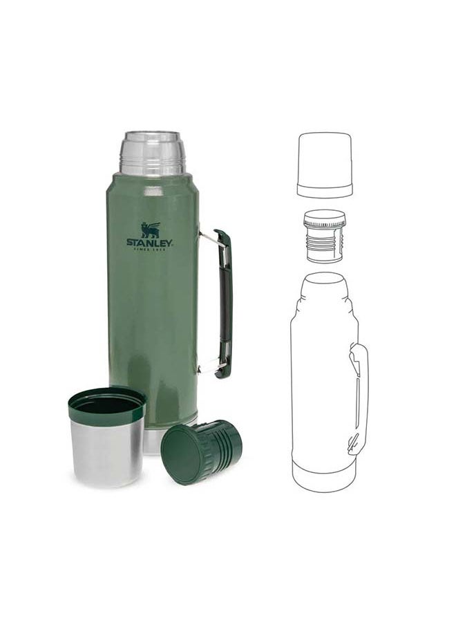 Stanley - Stanley Classic Legendary Bottle 1L / 1.1QT Hammertone Ice â€“ BPA FREE Stainless Steel Thermos | Keeps Cold or Hot for 24 Hours | Leakproof Lid Doubles as Cup | Dishwasher Safe | Lifetime Warranty - Image 1