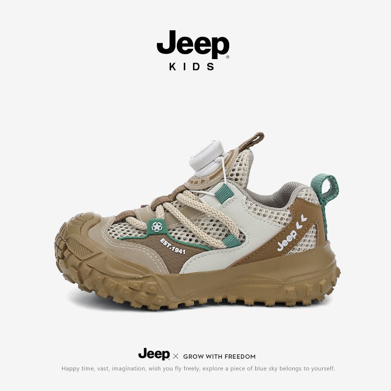 Jeep Baby Shoes Girls Summer Breathable Mesh Shoes Lightweight Non-Slip Boys Children Mesh Sneaker - Image 1
