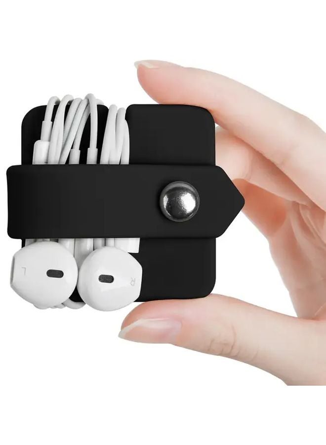 Black Headphone Cable Organizer Earbud Cord Management Tangle Free Compact Design - Image 1