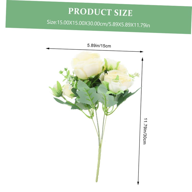 Yellow Artificial Peony Flowers 4pcs Set Wedding Table Decor Faux Floral Ornament - Image 3