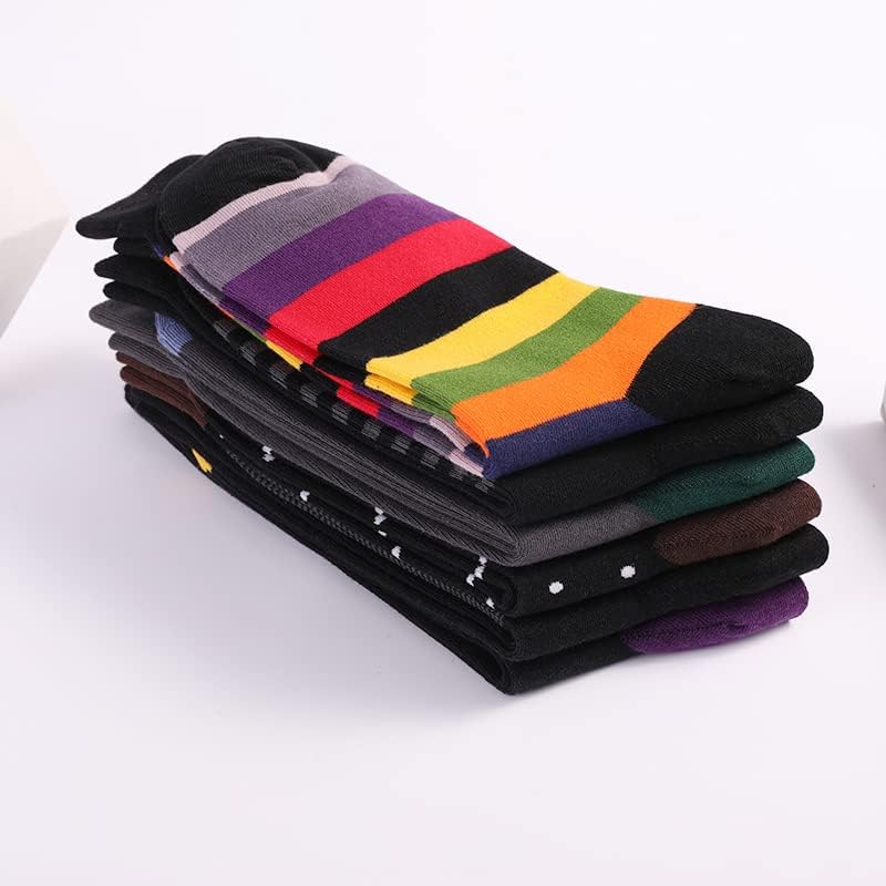 TOEJYJ Mens Fun Dress Socks, Pattern Funny Casual Socks Pack, Colorful Striped Cotton Novelty Socks Size 10-13 - Image 5