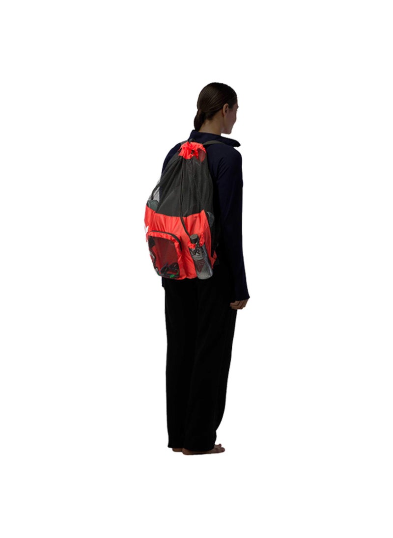TYR TYR Big Mesh Mummy Backpack For Wet Swimming, Gym, and Workout Gear, Red/Navy, One Size (LBMMB3)  - Image 5