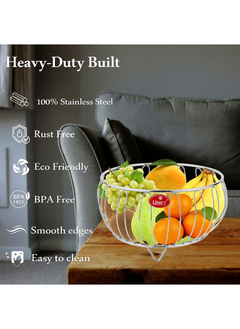 Unify Unify Stainless Steel Fruit Basket for Dining Table Multipurpose Vegetable Basket for Kitchen Fruit Bowl Stand for Counter Top Onion Baskets for Storage 26X15X12 Cm  - Image 5