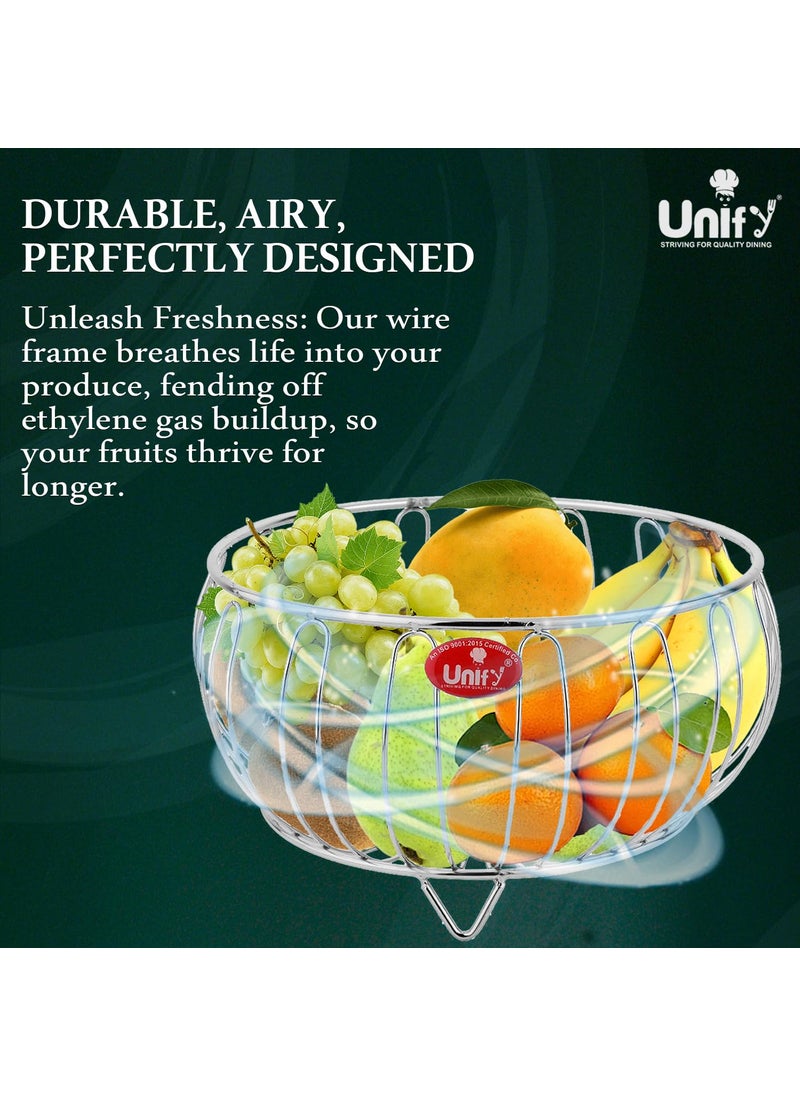 Unify Unify Stainless Steel Fruit Basket for Dining Table Multipurpose Vegetable Basket for Kitchen Fruit Bowl Stand for Counter Top Onion Baskets for Storage 26X15X12 Cm  - Image 4