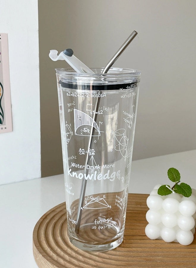 ShebSheb 1L Geometric Pattern Glass Tumbler with Lid Sealed,Large Capacity Coffee Cup For Coffee Juice Tea Water Milk(No Straws)  10x10x21.5 cm  - Image 4