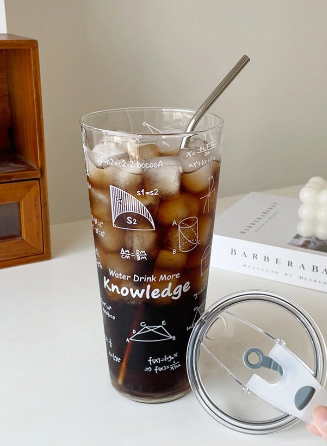 ShebSheb 1L Geometric Pattern Glass Tumbler with Lid Sealed,Large Capacity Coffee Cup For Coffee Juice Tea Water Milk(No Straws)  10x10x21.5 cm - Image 3