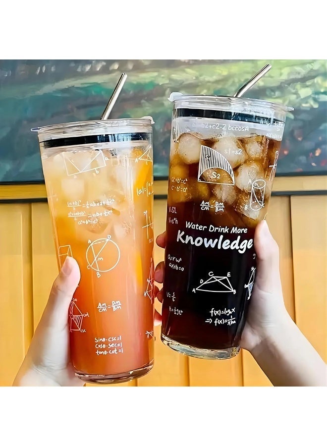 ShebSheb 1L Geometric Pattern Glass Tumbler with Lid Sealed,Large Capacity Coffee Cup For Coffee Juice Tea Water Milk(No Straws)  10x10x21.5 cm - Image 5