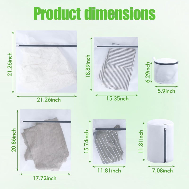 Peebioeo Mesh Laundry Bags for Delicates - 6 Pack Wash Bags for Bras, Lingerie, Socks & Baby Clothes - Fine Mesh Washing Machine Bags with Zipper, Reusable Garment Bags for Travel & College Dorm Essentials - Image 5