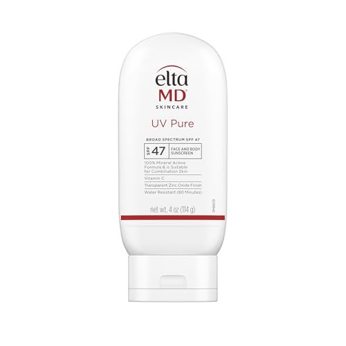 EltaMD UV Pure Face and Body Sunscreen SPF 47 Mineral Sunscreen for Kids and Adults Water Resistant Up to 80 Minutes Oil Free Zinc Oxide Formula 40 oz
