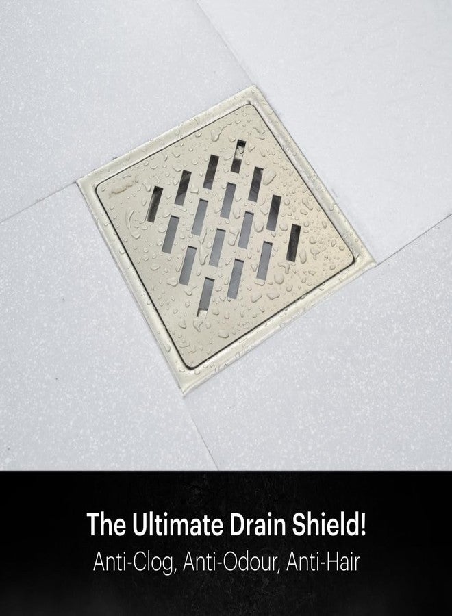Johnson Bathrooms Johnson Viva 6x6 inches Square Floor Drain | SS304 Grade Floor Trap Jali/Drain Cover| Anti-Rust, Matt/Satin Finish | 2 Year Warranty (T4881S2 - Stainless Steel) - Image 2