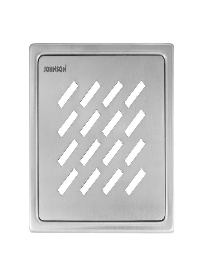 Johnson Bathrooms Johnson Viva 6x6 inches Square Floor Drain | SS304 Grade Floor Trap Jali/Drain Cover| Anti-Rust, Matt/Satin Finish | 2 Year Warranty (T4881S2 - Stainless Steel) - Image 1