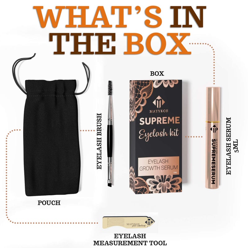 Matykos Organic Eyelash Growth Serum - Vegan Lash Enhancer & Primer Improved Formula With Biotin and Oat Grow Peptides for Longer, Thicker Lashes and Eyebrows - Image 5