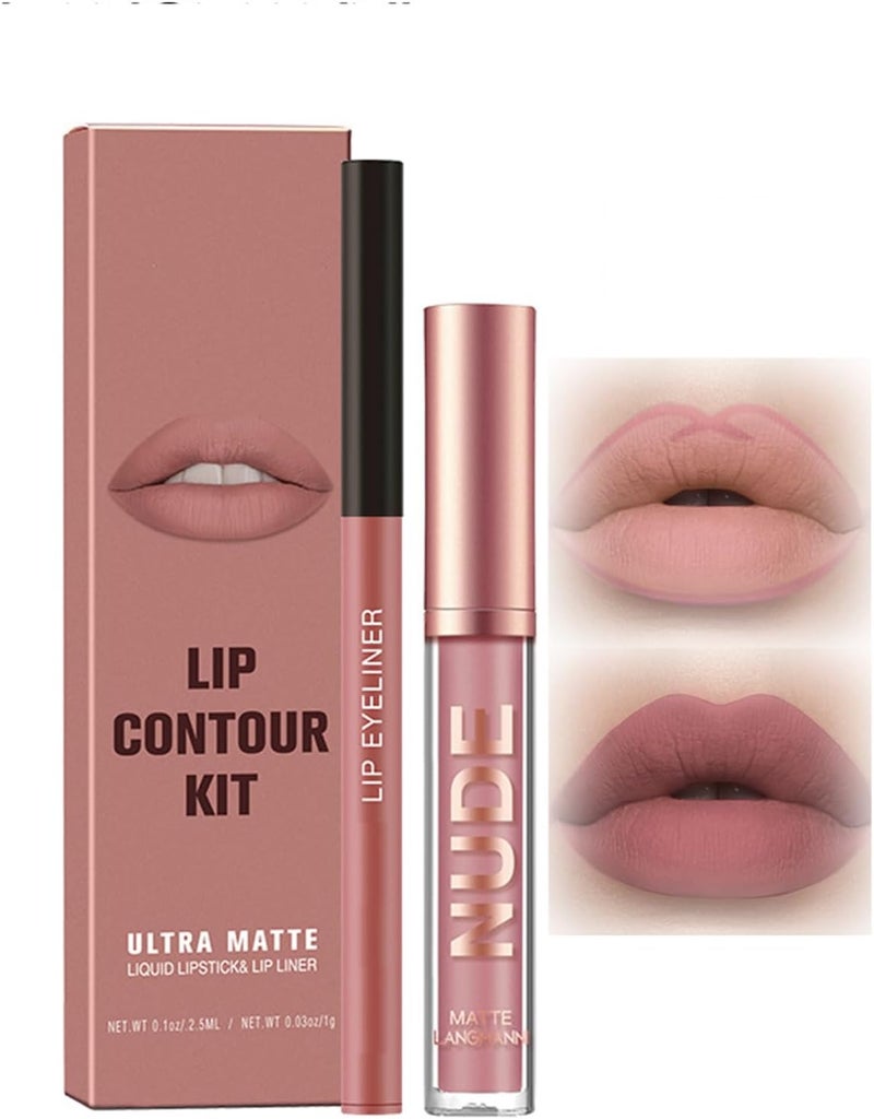 Waterproof Matte Lipstick Gloss Kit Long Lasting SmudgeProof Liquid Lip Stain Highly Pigmented Lip Makeup with Hydrating Finish Beauty Gift Set Ideal for Party Looks 01Rosewood