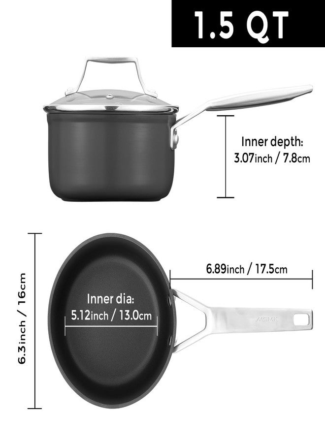 MSMK 1.5 Quart Saucepan with lid, Burnt also Non stick, Induction, Scratch-resistant, Small Cooking Pot - Image 3
