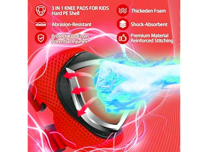 Sakierme Kids Knee Pads Set for Boys and Girls, 3-in-1 Knee and Elbow Pads with Wrist Protectors for Children Aged 3-8 Years for Skating and Cycling - Image 2