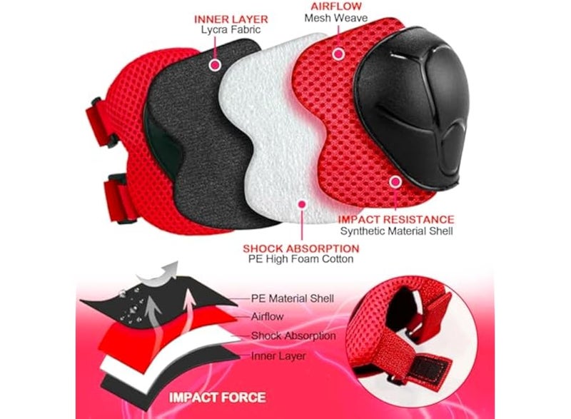 Sakierme Kids Knee Pads Set for Boys and Girls, 3-in-1 Knee and Elbow Pads with Wrist Protectors for Children Aged 3-8 Years for Skating and Cycling - Image 3