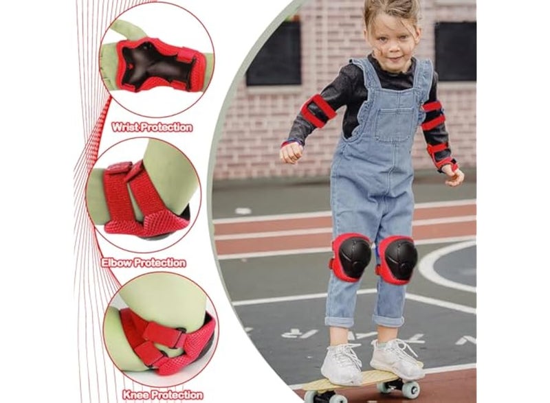 Sakierme Kids Knee Pads Set for Boys and Girls, 3-in-1 Knee and Elbow Pads with Wrist Protectors for Children Aged 3-8 Years for Skating and Cycling - Image 4
