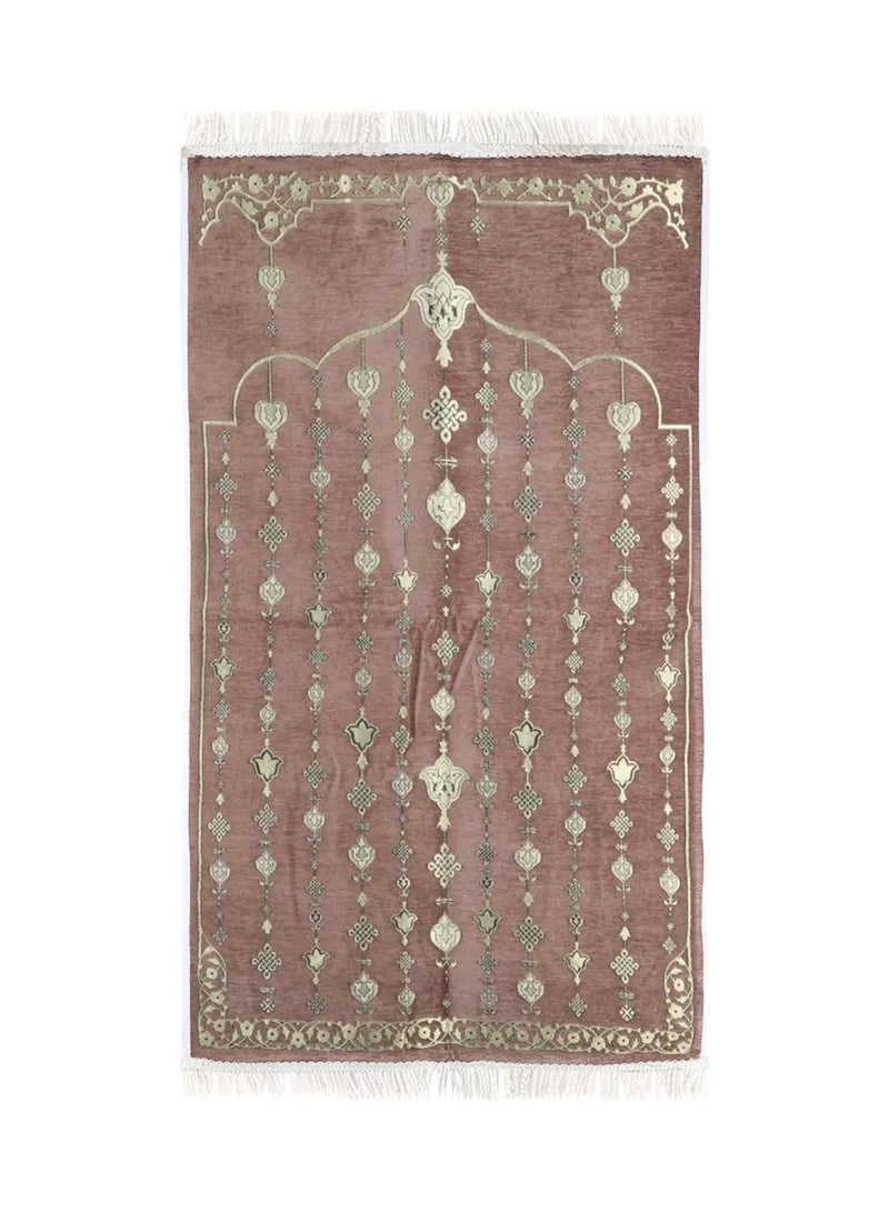 MANASEK Prayer Mat from the Eylul collection with a bag from the local brand Manasek | Original Saudi products | Made of polyester, cotton, and soft chenille fabric, comfortable and practical - 70 x 120 cm  - Image 1