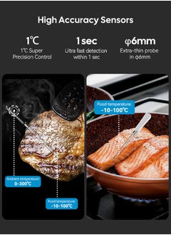INKBIRD Wireless BBQ Meat Thermometer WiFi 5G and Bluetooth 5.4 Dual Mode BBQ Food Thermometer Long and Short Probe Combo Backlit HD LCD Multiple Temperature Alarms IP67 Waterproof for Everyday Cooking Grilling Smoking  - Image 3
