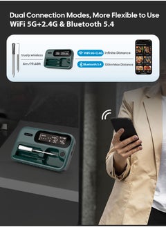 INKBIRD Wireless BBQ Meat Thermometer WiFi 5G and Bluetooth 5.4 Dual Mode BBQ Food Thermometer Long and Short Probe Combo Backlit HD LCD Multiple Temperature Alarms IP67 Waterproof for Everyday Cooking Grilling Smoking  - Image 2