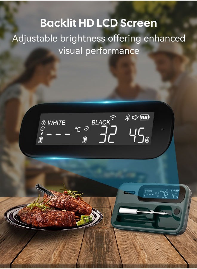 INKBIRD - Wireless BBQ Meat Thermometer WiFi 5G and Bluetooth 5.4 Dual Mode BBQ Food Thermometer Long and Short Probe Combo Backlit HD LCD Multiple Temperature Alarms IP67 Waterproof for Everyday Cooking Grilling Smoking - Image 1