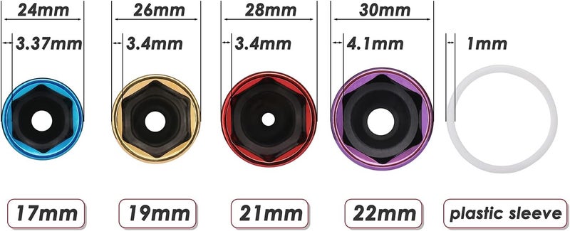 MIXPOWER 1/2" Drive Wheel Protector Impact Socket, 4 pcs Thin Wall Deep Impact Socket Set, Durable Plastic Sleeve Lug Nut Socket, 6 Point, Metric, 17mm,19mm,21mm,22mm - Image 5